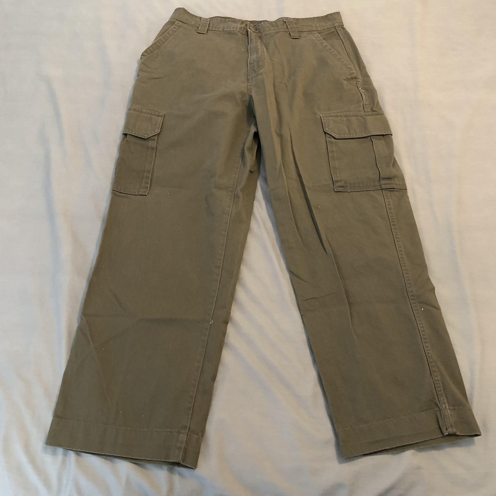 Cargo Pants‎ Men's 34x29 Green Cotton Straight Leg Baggy Casual Outdoor